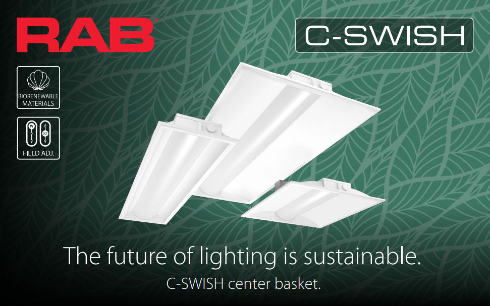 RAB C-SWISH2X2/E LED Center Basket Troffer – 2x2 – Selectable 20W/25W/30W – 3500K/4000K/5000K – 2606-3955 Lumens – 120-277V – Emergency Battery Backup – White Finish