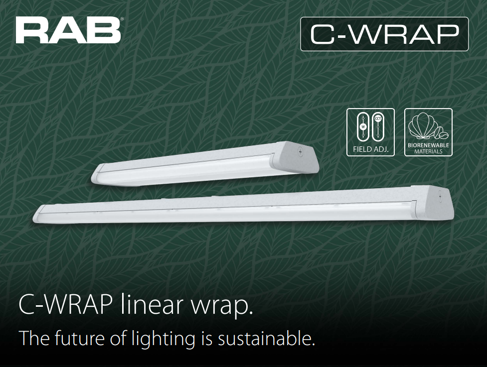 RAB CW2/MVS/E C-WRAP Field-Adjustable LED Wraparound Light – 2ft – Selectable 11W/17W/22W – Selectable 3500K/4000K/5000K – 1503-3040 Lumens – 120-277V – Microwave Occupancy Sensor – Emergency Battery Backup – Seashell Finish
