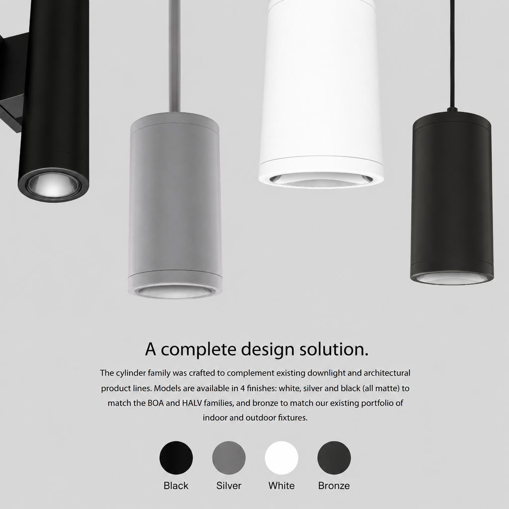 RAB CDLED6PC-26W-50D950-S CDLED 6" Pendant Cylinder Light – Cord Mount – 26W – 5000K – 50° Beam Angle – 2491 Lumens – 120-277V – Silver Finish