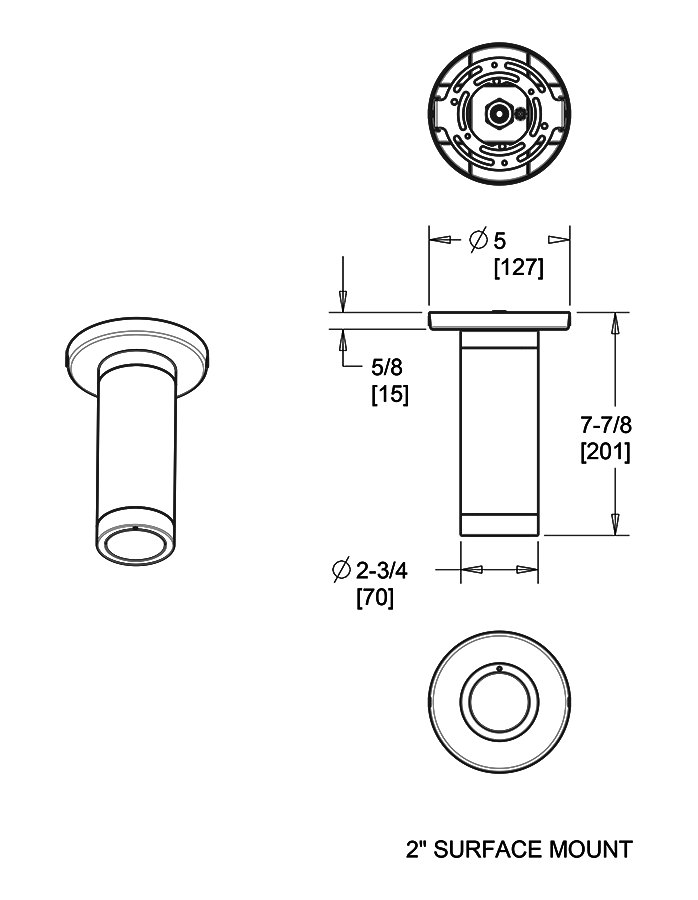 RAB CDLED2S-10W-30D927-K 2" Surface Mount Cylinder Light – 10W – 2700K – 30° Beam Angle – 583 Lumens – 120-277V – Black Finish