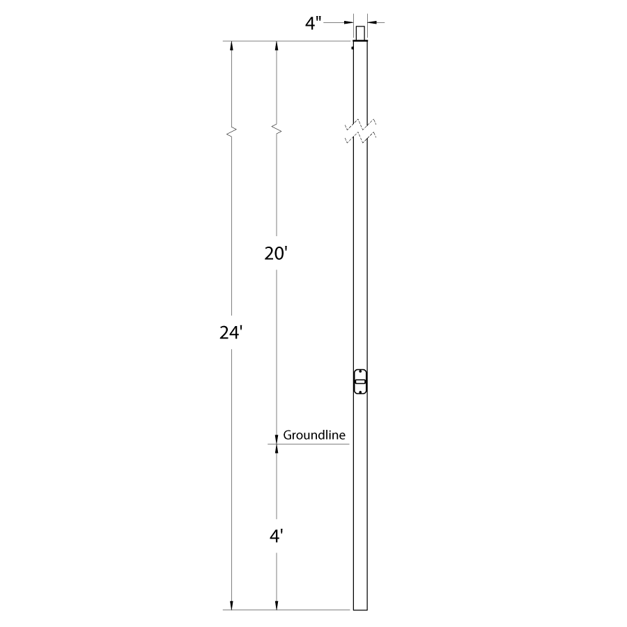 RAB CDS4-20WT Composite Direct Burial Square Light Pole – 24 Ft Overall Height – 20 Ft Mounting Height – Welded Tenon
