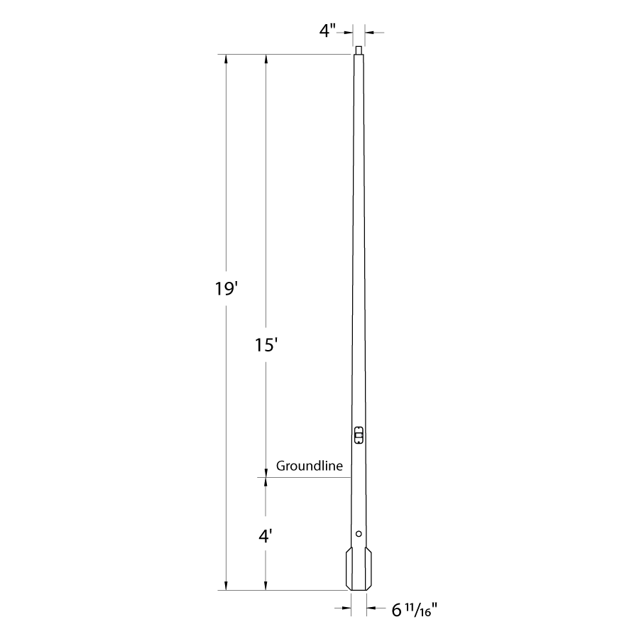 RAB CDTR4-15WT Composite Direct Burial Round Tapered Light Pole – 19 Ft Overall Height – 15 Ft Mounting Height – Welded Tenon