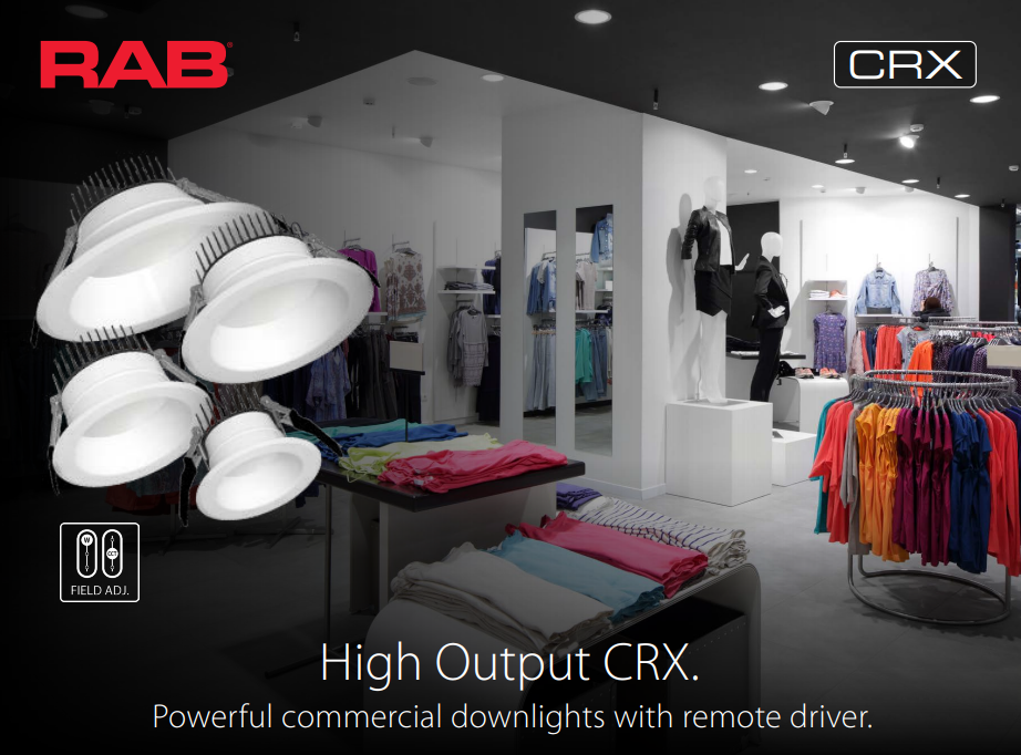 RAB CRX4 CRX 4-Inch Round Recessed Downlight – Selectable 10W/15W/20W – 5-CCT Selectable – CRI90 – TRIAC + 0-10V Dimming – White Finish – 120-277V – 1200-2000 Lumens