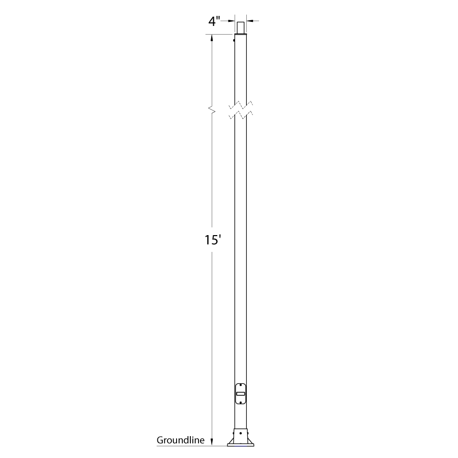 RAB CS-15WT Composite Square Light Pole – 15 Ft Mounting Height – Anchor Base – Welded Tenon