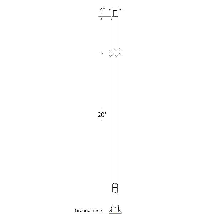 RAB CS-20WT Composite Square Light Pole – 20 Ft Mounting Height – Anchor Base – Welded Tenon