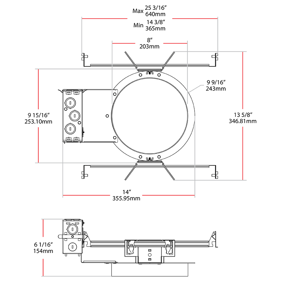 RAB DLFRAME/C8R 8in Commercial Recessed Downlight Frame