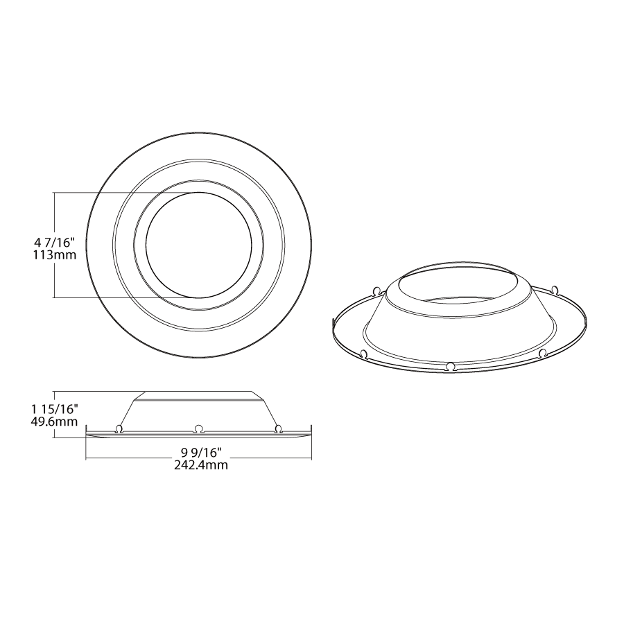 RAB DLTRIM/C8R24S-BRZ 8in Commercial Recessed Downlight Trim – 24W – Round – Smooth Trim – Deep Bronze Finish