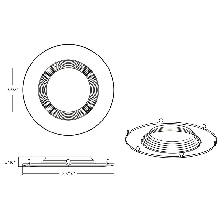 RAB DLTRIM/R6RB-BN 6in Recessed Retrofit Downlight Trim – Round – Baffle Trim – Brushed Nickel Finish