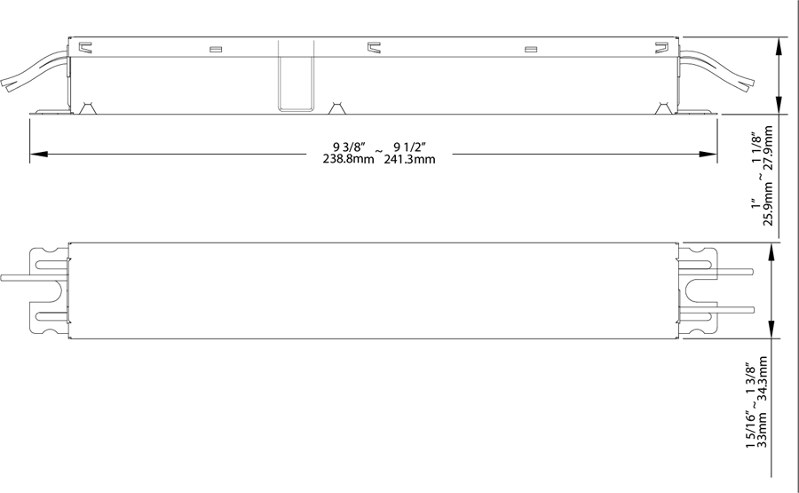 RAB DRI-24T8-2L-DIM Type C T8 LED Tube Driver – 2ft – 18W – Supports 1-2 Lamps – Dimmable – 120-277V