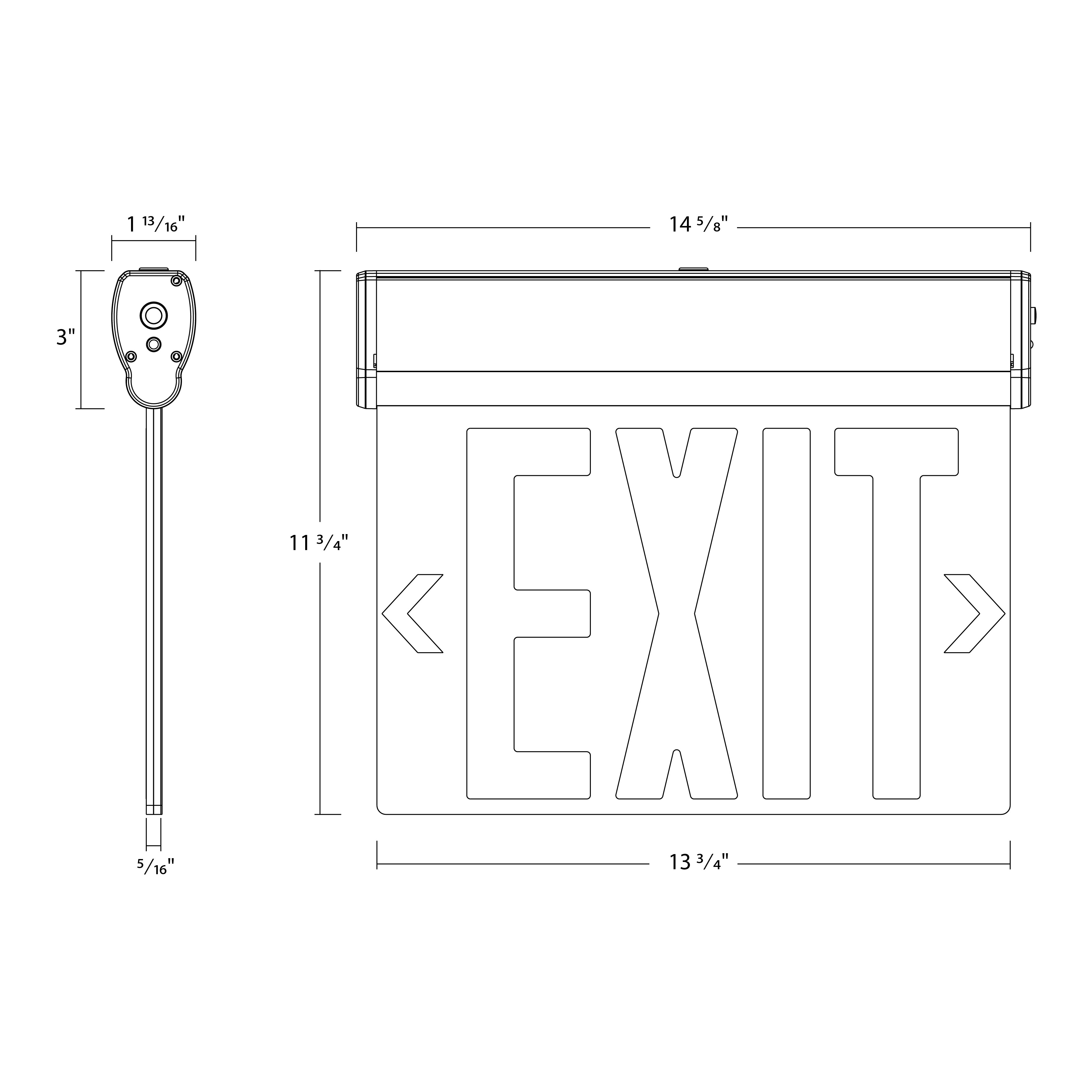 RAB ELSNYC New York Edge-Lit Exit Sign – Single Face – Red Letters – Clear Panel – Aluminum Housing – 120-277V