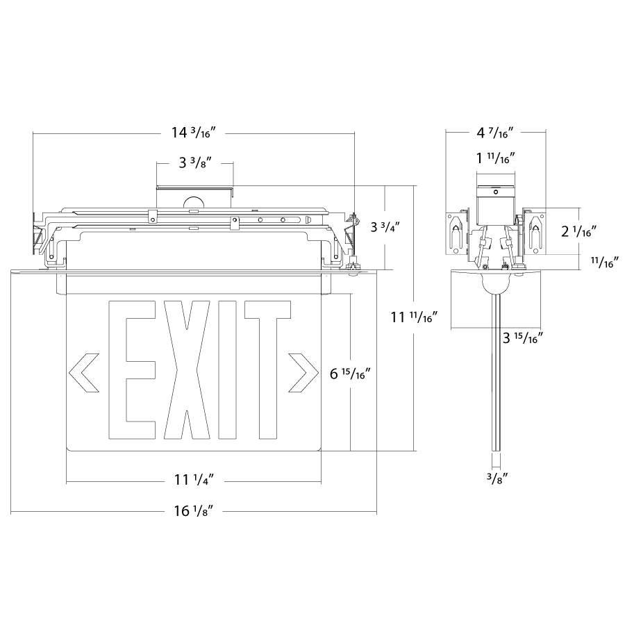 RAB ELX Edge-Lit Exit Sign – Single Face – Red/Green Letters – Clear Panel – White Housing – 120-277V