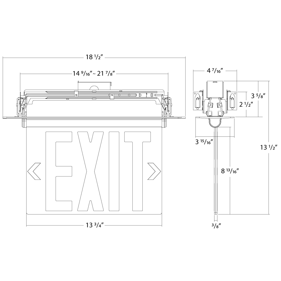 RAB ELXNYC New York Edge-Lit Exit Sign – Single Face – Red Letters – Clear Panel – Silver Housing – 120-277V