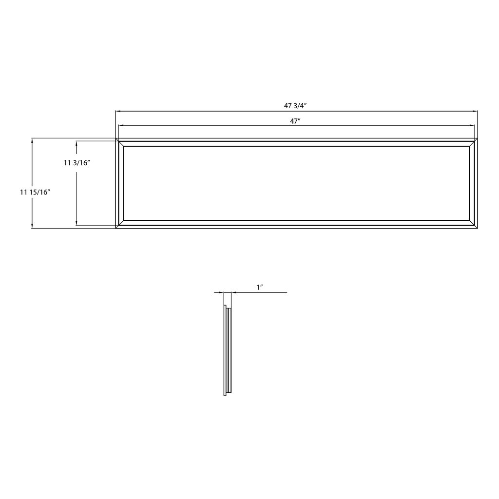 Dimension drawing of the RAB FR1X4 LED Frame Light Panel - 2649-4994 Lumens - 5 Power Selectable Wattage - 5CCT Selectable - 120-277Vshowing fixture dimensions and mounting measurements.