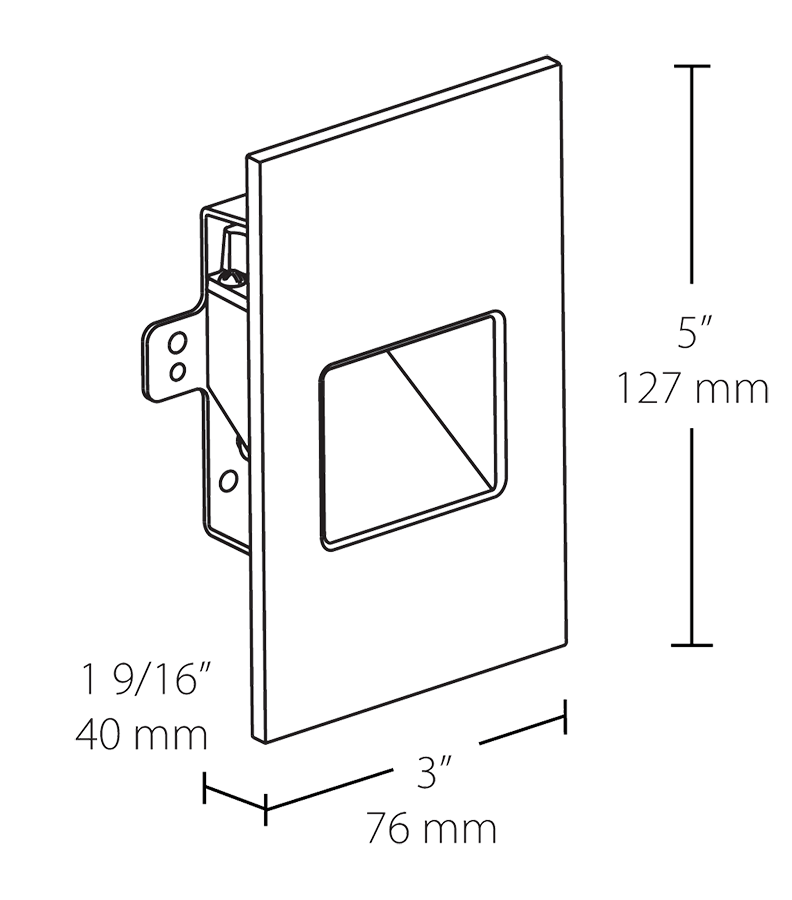 RAB FSLEDV3YB/120 Vertical Recessed LED Step Light – 3W – 3000K – 36 Lumens – 120V – Black Finish