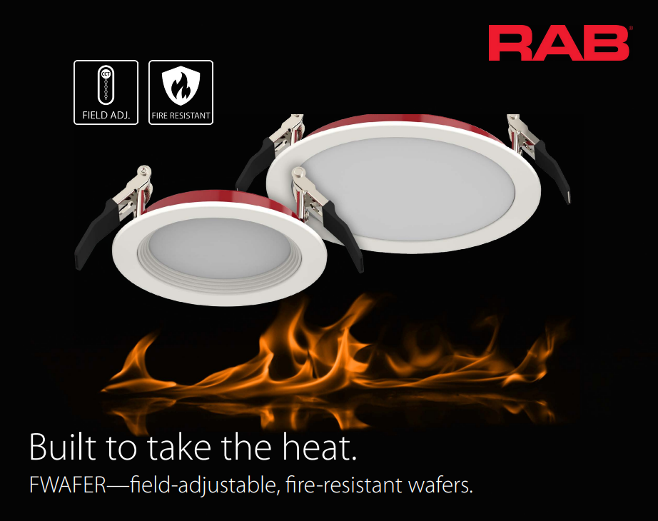 RAB FWAFER4 FWAFER 4 Inch Fire-Rated Edge-Lit Wafer Downlight – 11W – 5-CCT Selectable – CRI90 – Smooth Trim – 120V – 957 Lumens