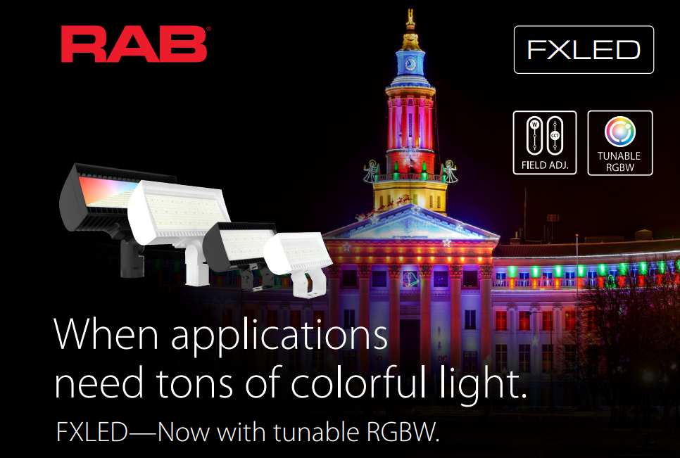 RAB FXLEDLSF/480 FXLED Field-Adjustable Large LED Flood Light – 445W/534W Selectable – 4000K/5000K Selectable – 61068-76501 Lumens – 480V – Slipfitter Mount – Bronze Finish