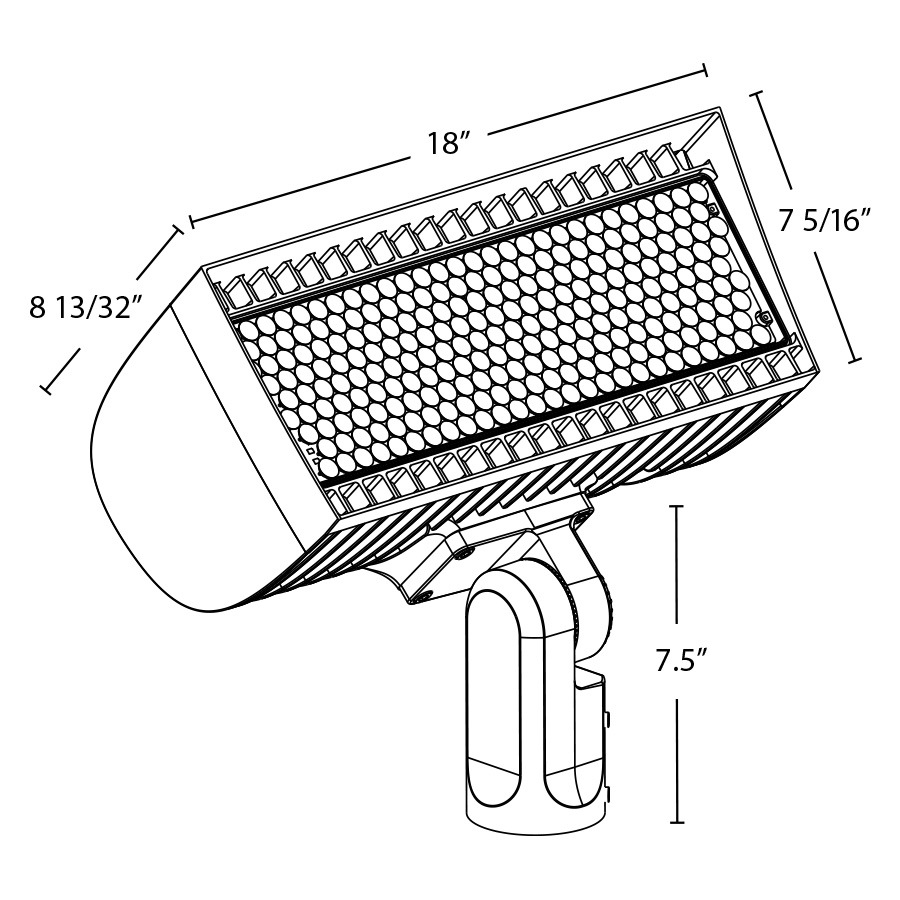 RAB FXLEDMB55SFW/480 Field-Adjustable Medium LED Flood Light – 213W/346W Selectable – 4000K/5000K Selectable – 30483-46300 Lumens – 480V – 5H x 5V Distribution – Slipfitter Mount – White Finish