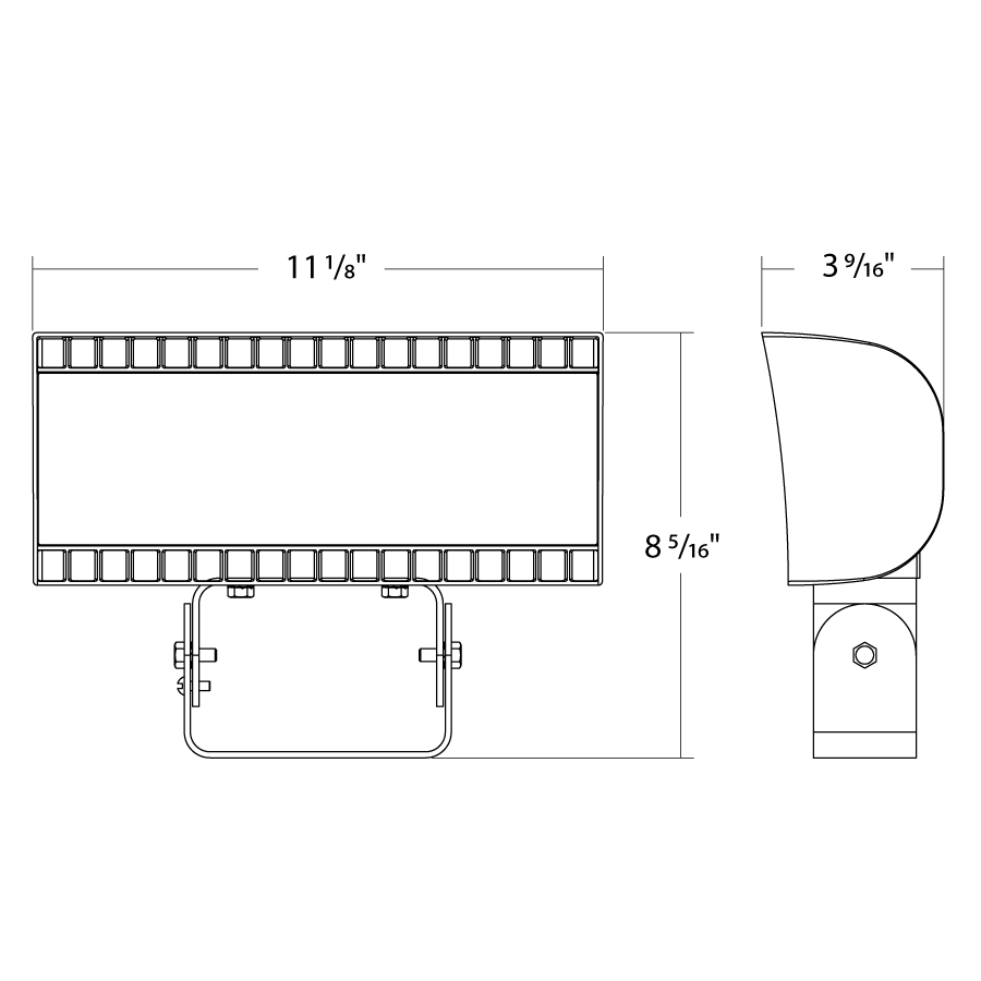 RAB FXLEDXSTW Field-Adjustable X-Small LED Flood Light – 40W/60W/80W Selectable – 4000K/5000K Selectable – 6315-11956 Lumens – 120-277V – Trunnion Mount – White Finish