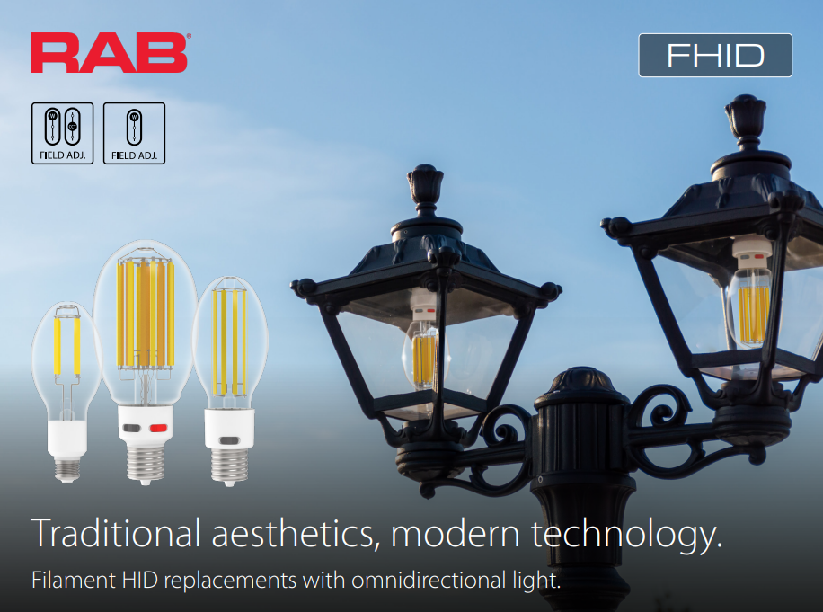 RAB FHID-15-E26-850 FHID Filament HID LED Lamp – ED17 – 15W – 5000K – E26 Medium Base – CRI80 – 120-277V – 2700 Lumens