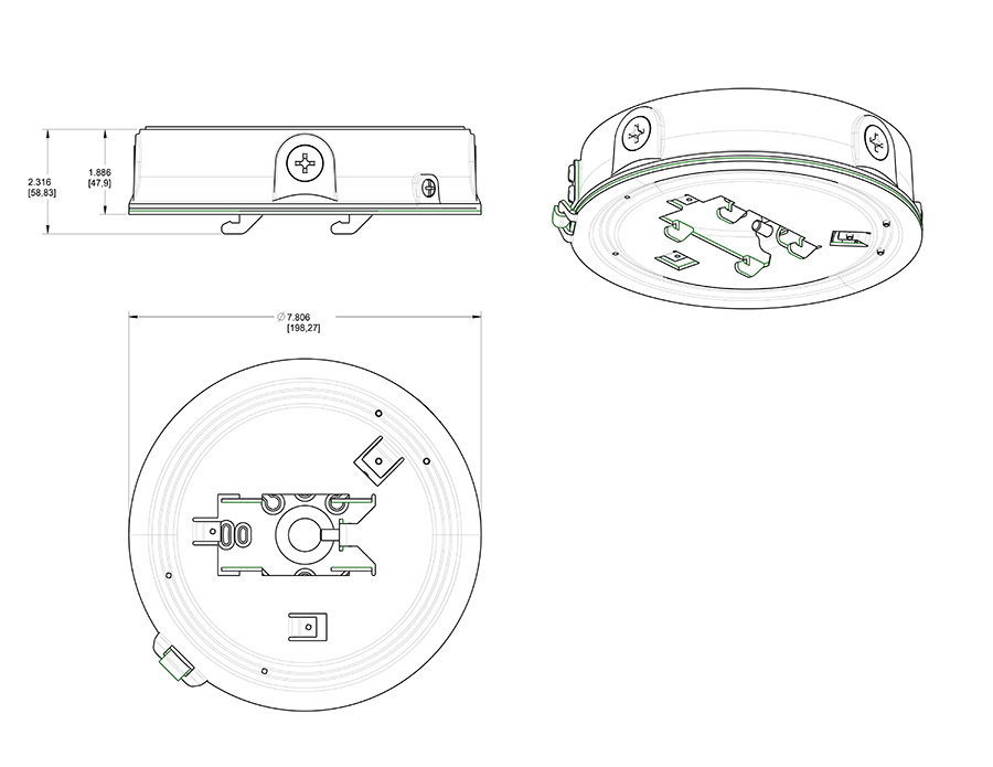 GLED LED Garage Ceiling Light Junction Back Box – For 52W & 78W GLED/CLED Fixtures – White Finish