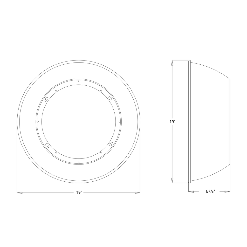 Dimension drawing of the RAB H15XL-RAL H15XL Aluminum Reflector Accessory – For H15XL LED UFO High Bay Lightsshowing fixture dimensions and mounting measurements.