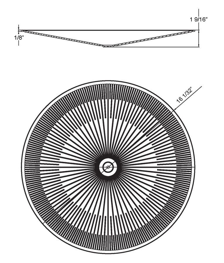 Dimension drawing of the RAB H17-RDL H17 Drop Lens Accessory – For H17, H15, and H15XL LED UFO High Bay Lightsshowing fixture dimensions and mounting measurements.