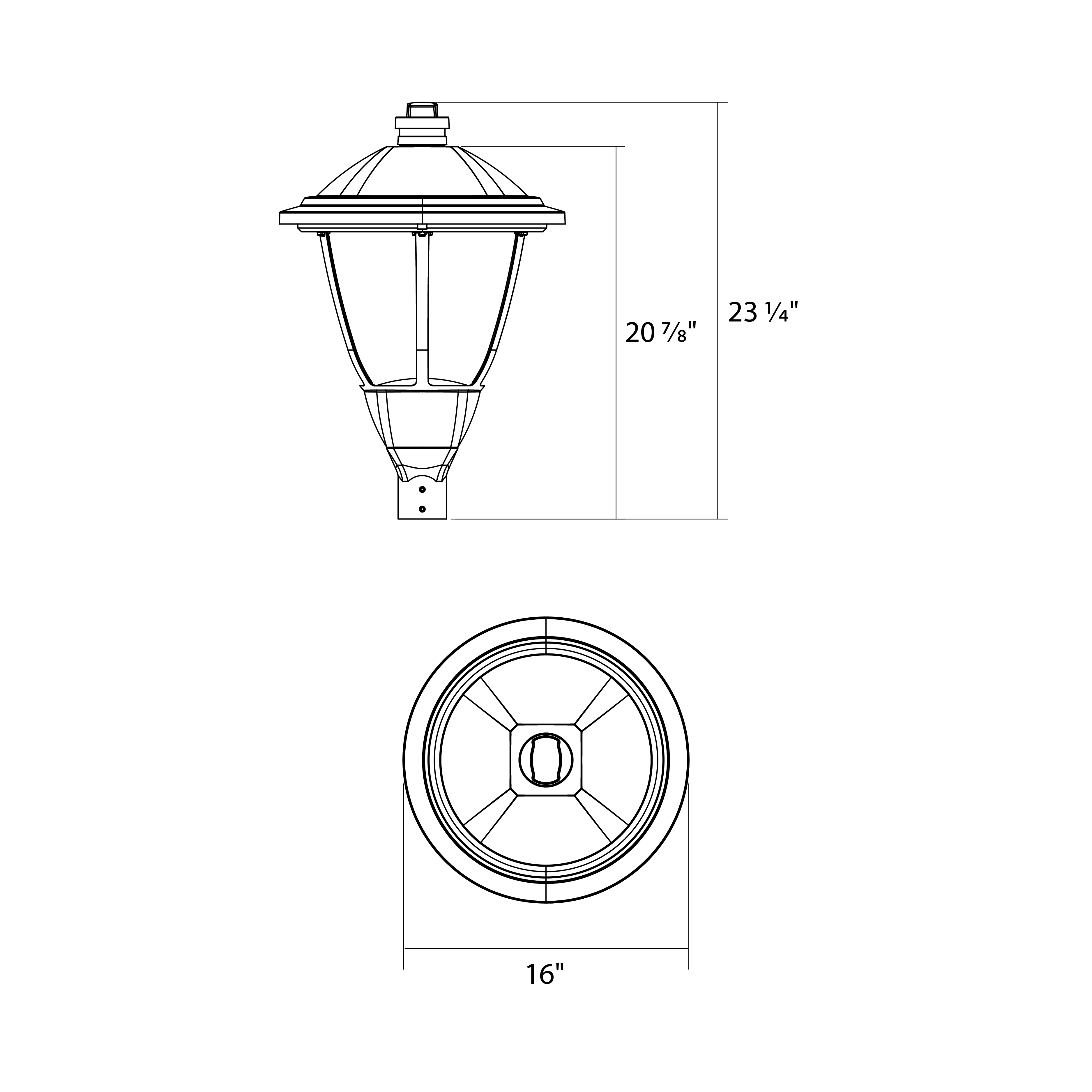 RAB HTG-R/7PRS Round Outdoor Post Top Light – 60W-120W Selectable – Type III/Type V Distribution – 3000K/4000K/5000K Selectable – 5089-15401 Lumens – 120-277V – NEMA 7-Pin Photocontrol Receptacle – Bronze Finish