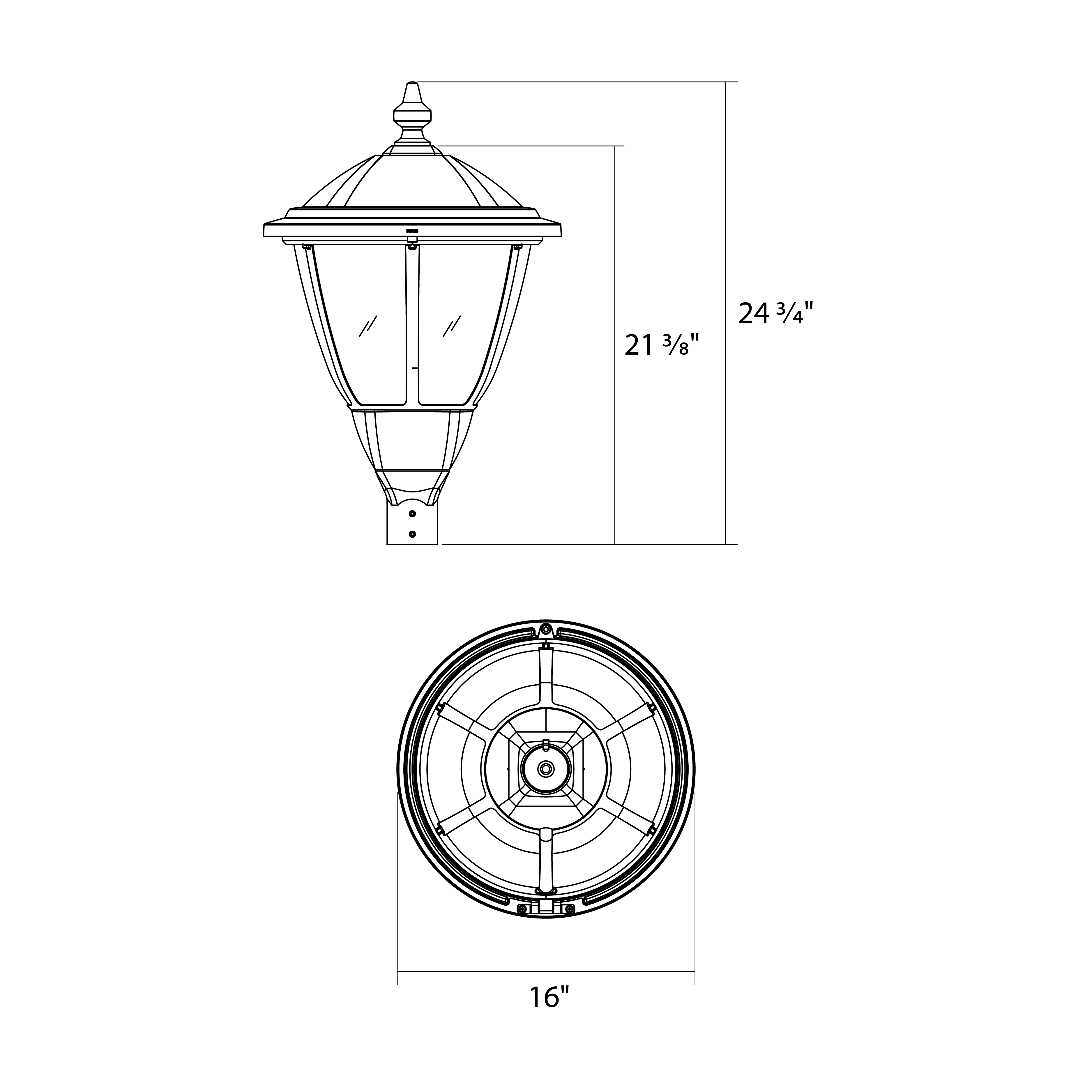 RAB HTG-RB/MVS Round Outdoor Post Top Light – 60W-120W Selectable – Type III/Type V Distribution – 3000K/4000K/5000K Selectable – 5089-15401 Lumens – 120-277V – Multi-Level Motion Sensor – Black Finish