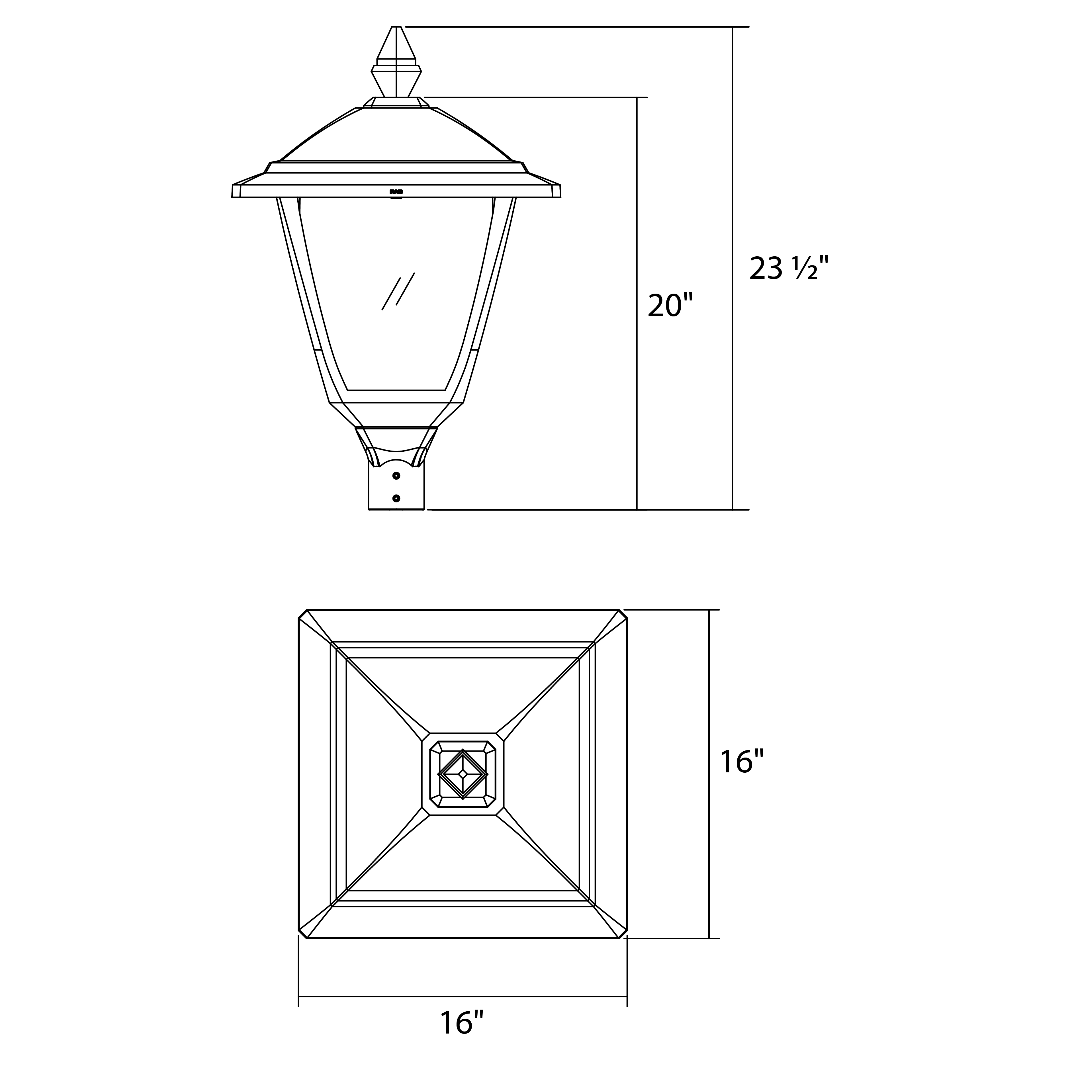 RAB HTG-S Square Outdoor Post Top Light – 60W-120W Selectable – Type III/Type V Distribution – 3000K/4000K/5000K Selectable – 5089-15401 Lumens – 120-277V – Bronze Finish