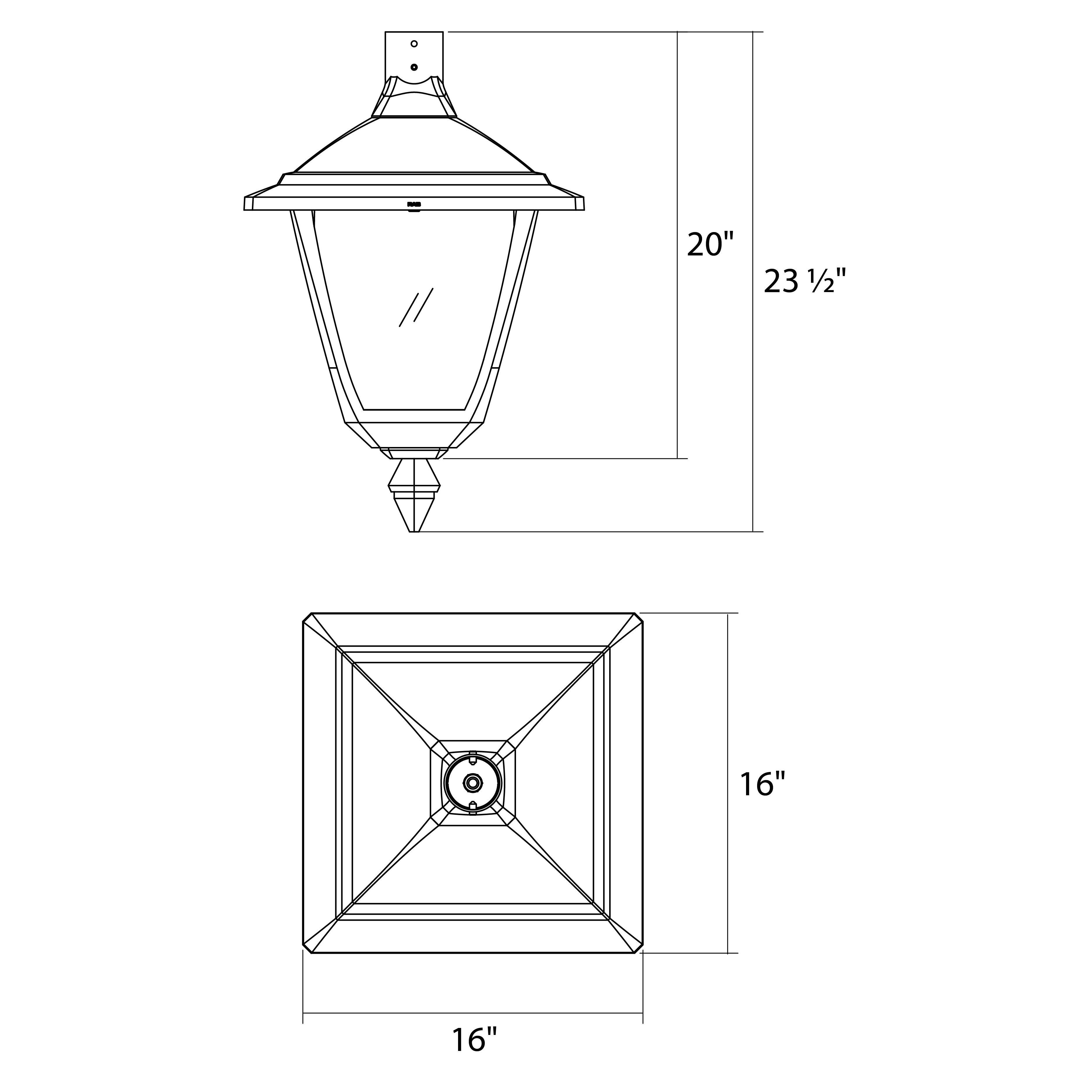 RAB HTG-SP/MVS Square Outdoor Pendant Light – 60W-120W Selectable – Type III/Type V Distribution – 3000K/4000K/5000K Selectable – 5089-15401 Lumens – 120-277V – Multi-Level Motion Sensor – Bronze Finish
