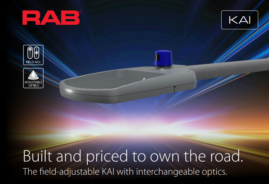 RAB KAI-2T70 KAI Type II LED Roadway Light – Selectable 50W/60W/70W – Selectable 3000K/4000K/5000K – 7091-11073 Lumens – 120-277V – Pole Mount – Bronze Finish