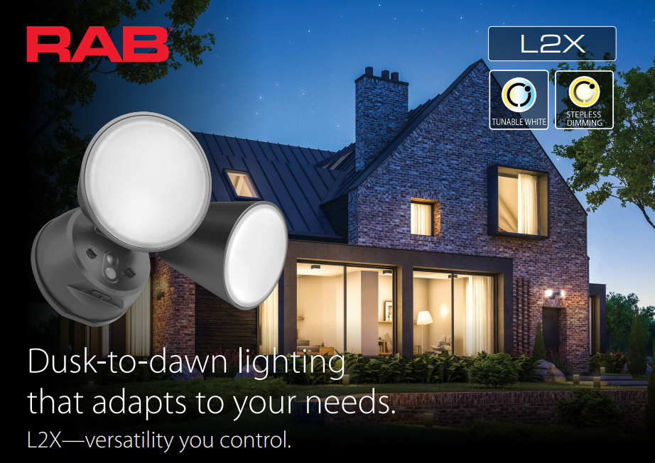 RAB L2X LUMINATOR Dual Head Flood Light – 20W – Selectable 3000K/4000K/5000K – 2000-2094 Lumens – 120V – No PIR Sensor – Bronze Finish