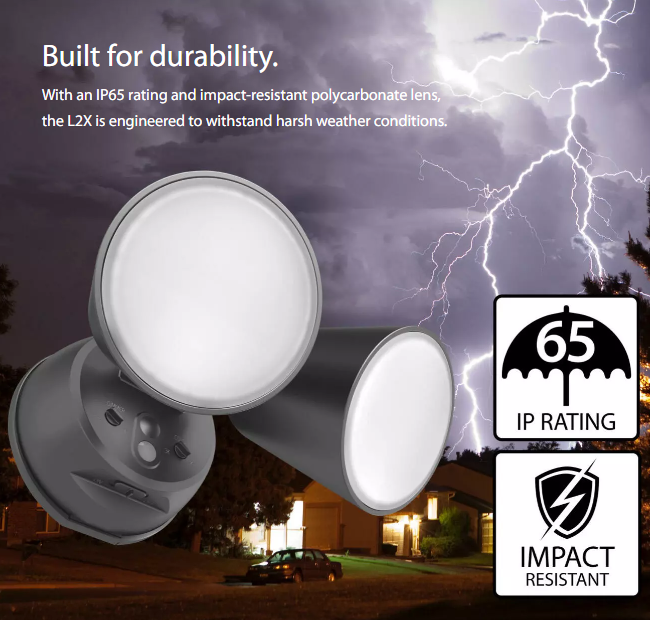 RAB L2X LUMINATOR Dual Head Flood Light – 20W – Selectable 3000K/4000K/5000K – 2000-2094 Lumens – 120V – No PIR Sensor – Bronze Finish