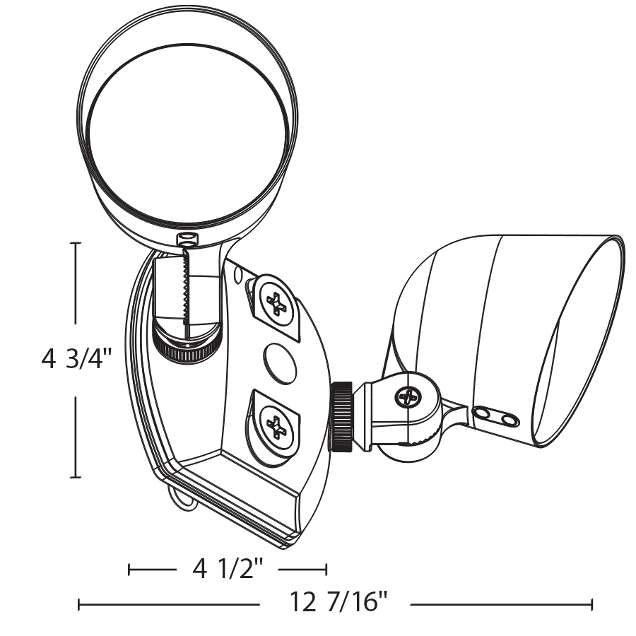 Dimension drawing of the RAB LF17X2/SMS L17 Field-Adjustable Landscape Light – Dual Head – Selectable 3W/5W/8W/10W/16W – Selectable 2700K/3000K/3500K/4000K/5000K – 358-2230 Lumens – 120V – SMS500 Mount – Bronze Finishshowing fixture dimensions and mounting measurements.