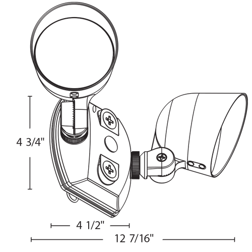 Dimension drawing of the RAB LF17X2B L17 Field-Adjustable Landscape Light – Dual Head – Selectable 2W/4W/8W/10W/16W – Selectable 2700K/3000K/3500K/4000K/5000K – 358-2230 Lumens – 120V – Black Finishshowing fixture dimensions and mounting measurements.