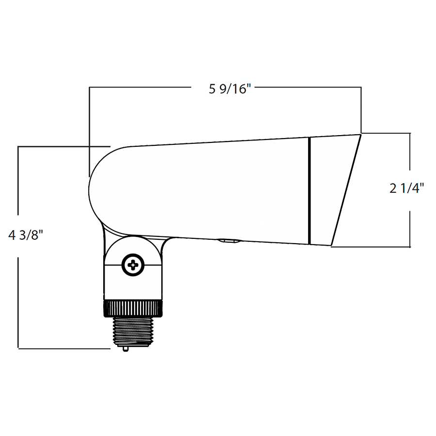 Dimension drawing of the RAB LF34SW L34 CCT-Adjustable Landscape Light – Small – 8W – Selectable 2700K/3000K/3500K/4000K/5000K – 995-1043 Lumens – 120V – White Finishshowing fixture dimensions and mounting measurements.