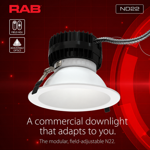 RAB ND22T-4RHW-WW ND22 4-Inch Wall Wash Trim – Haze Cone – White Flange