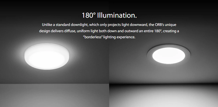 RAB ORB4 ORB 4 Inch Frameless Recessed Downlight – 9W – 5-CCT Selectable – Round – White Finish – Triac Dimmable – 120V – 750 Lumens