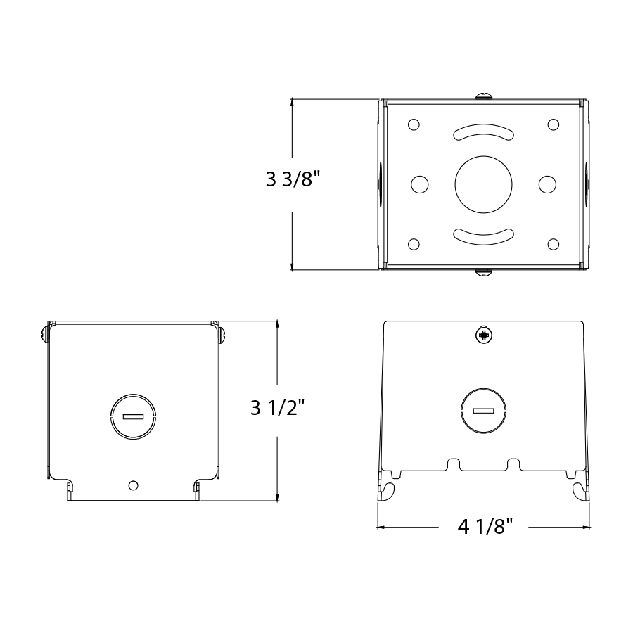 Dimension drawing of the RAB PMKRBAY15 Pendant Mount Kit – RBAY15 Medium & Large Linear High Bayshowing fixture dimensions and mounting measurements.