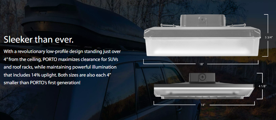 RAB PRT80RW/480 PORTO Field-Adjustable Round LED Parking Garage Light – Selectable 60W/70W/80W – Selectable 3000K/4000K/5000K – 8235-11195 Lumens – 480V – Integrated Photocell – White Finish