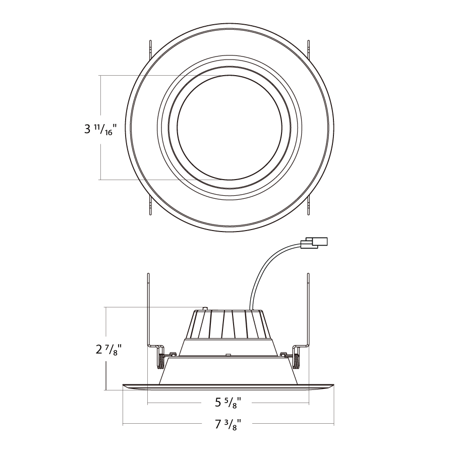 RAB R6R119FA120WS 6" Residential Retrofit Downlight - 1100 Lumens - 10.5W - 120V - Selectable CCT - Smooth Trim - White