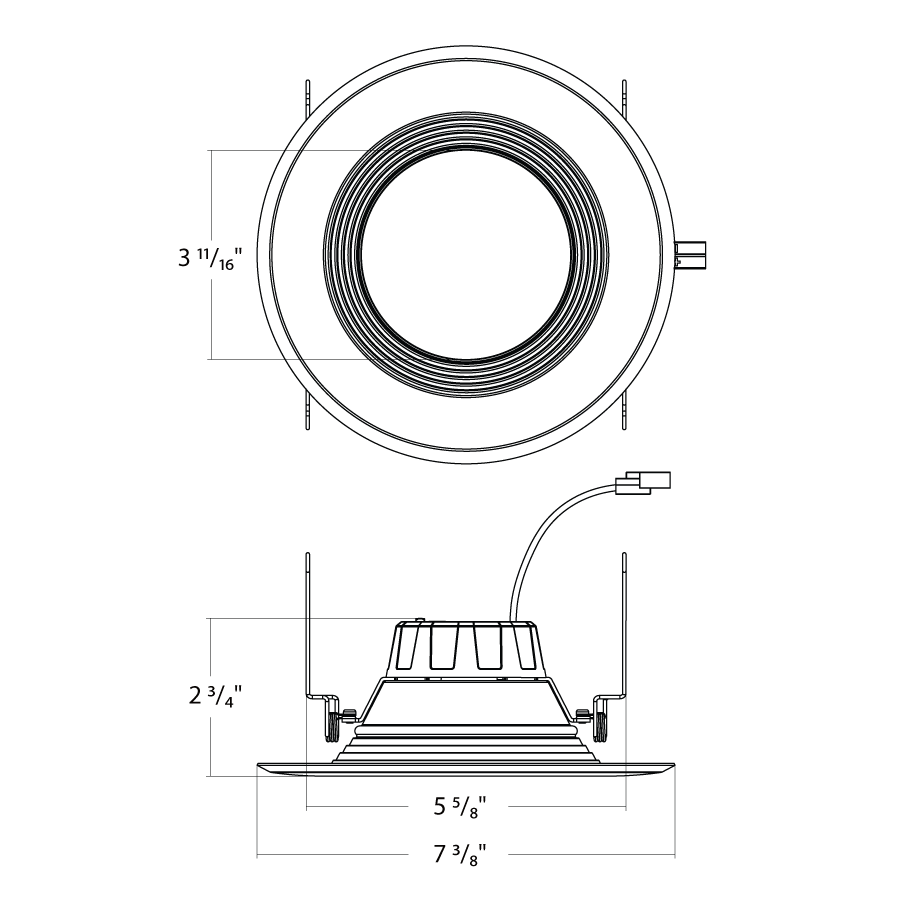 RAB R6R89FA120WB 6" Residential Retrofit Downlight - 750 Lumens - 8W - 120V - Selectable CCT - Baffle Trim - White