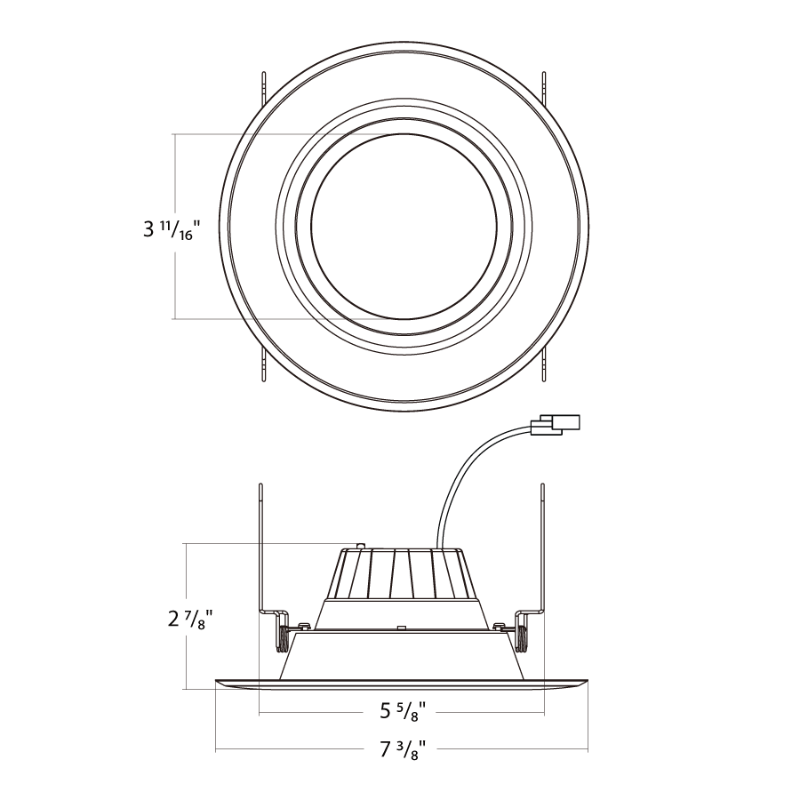 RAB R6R89FA120WS 6" Residential Retrofit Downlight - 750 Lumens - 8W - 120V - Selectable CCT - Smooth Trim - White