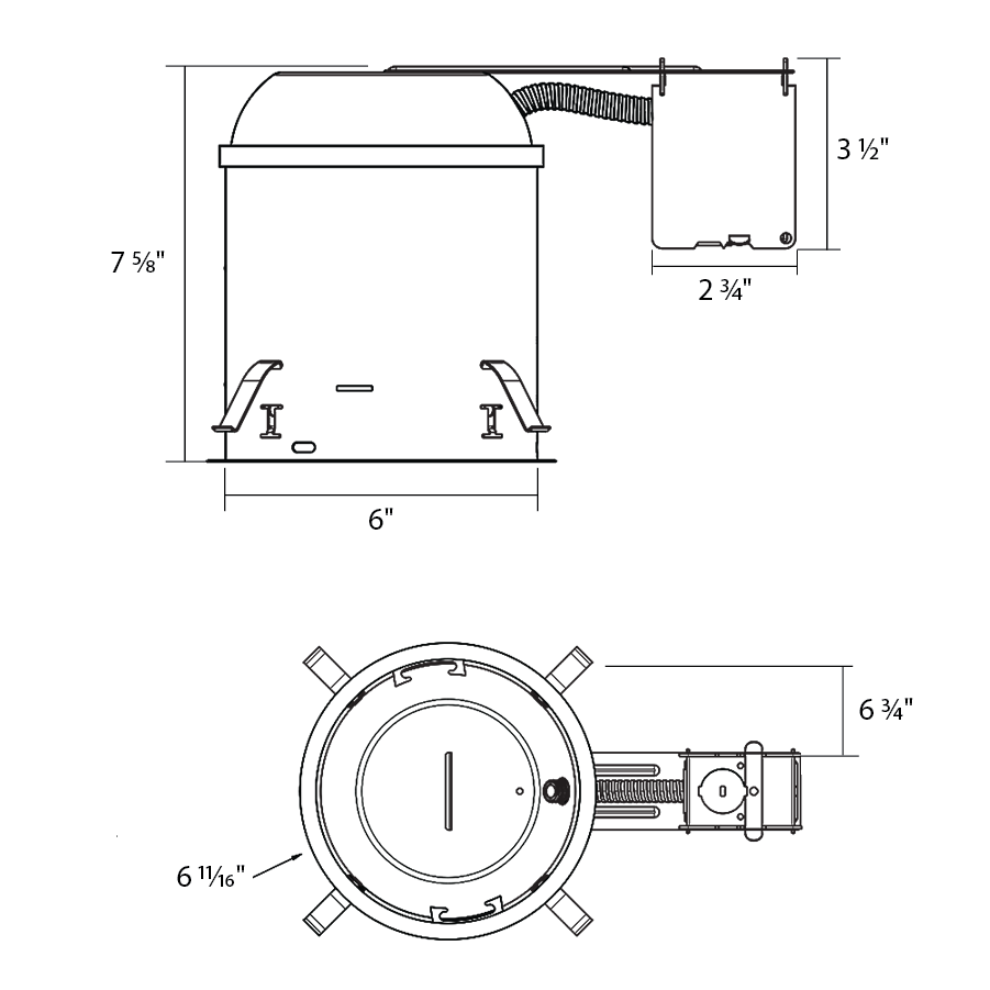 RAB RDCANIC6R 6in Remodel Recessed Housing – IC Rated