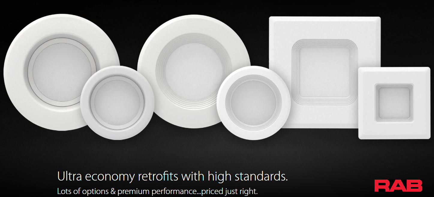 RAB R4R89FA120WS R4R 4" Residential Retrofit Downlight - 700 Lumens - 8W - 120V - Selectable CCT - Smooth Trim - White