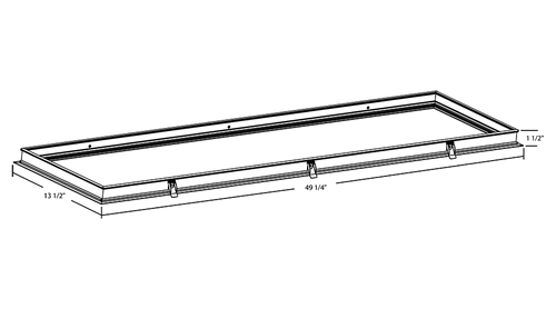 Dimension drawing of the RAB RMKPANEL1X4 LPANEL 1X4 Recessed Mounting Kit – White – For Drywall Ceilingsshowing fixture dimensions and mounting measurements.