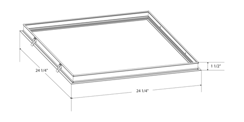Dimension drawing of the RAB RMKPANEL2X2 LPANEL 2X2 Recessed Mounting Kit – White – For Drywall Ceilingsshowing fixture dimensions and mounting measurements.