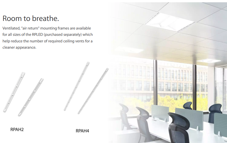RAB RPAH2 Air Handling Frame Kit for 2x2 RPLED Retrofit Panels – White Finish – 2 Pack
