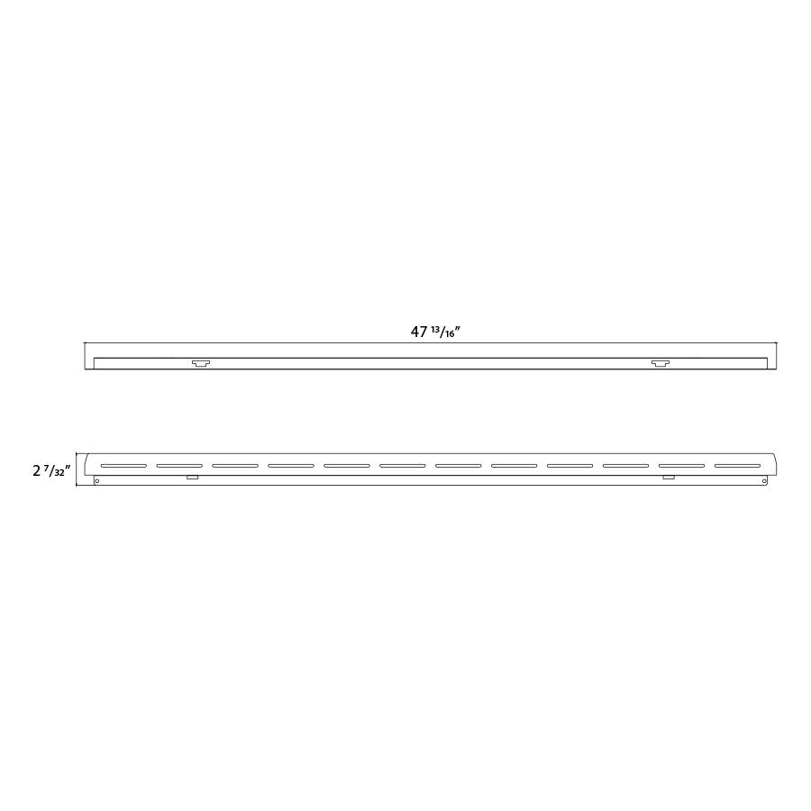 Dimension drawing of the RAB RTAH4 RTLED Air Handling Frame Kit for 1x4 & 2x4 RTLED Retrofit Troffers – White Finish – 4ftshowing fixture dimensions and mounting measurements.