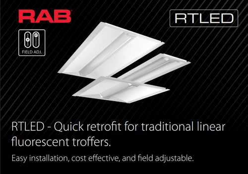 RAB RTLED2X4/MVS LED Retrofit Troffer – 2x4 – Selectable 25W/30W/35W – 3500K/4000K/5000K – 3435-4955 Lumens – 120-277V – Microwave Occupancy Sensor